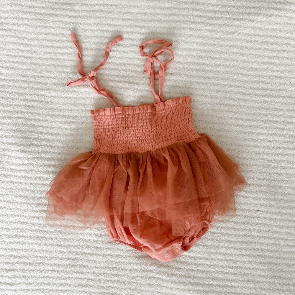 Angel Dear Coral Tulle Bubble Romper 12-18 months NWOT